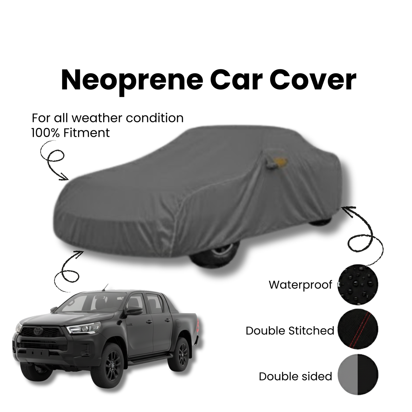 Toyota Hilux Vigo / Revo / Rocco Neoprene Top Cover - Model 2016-2025