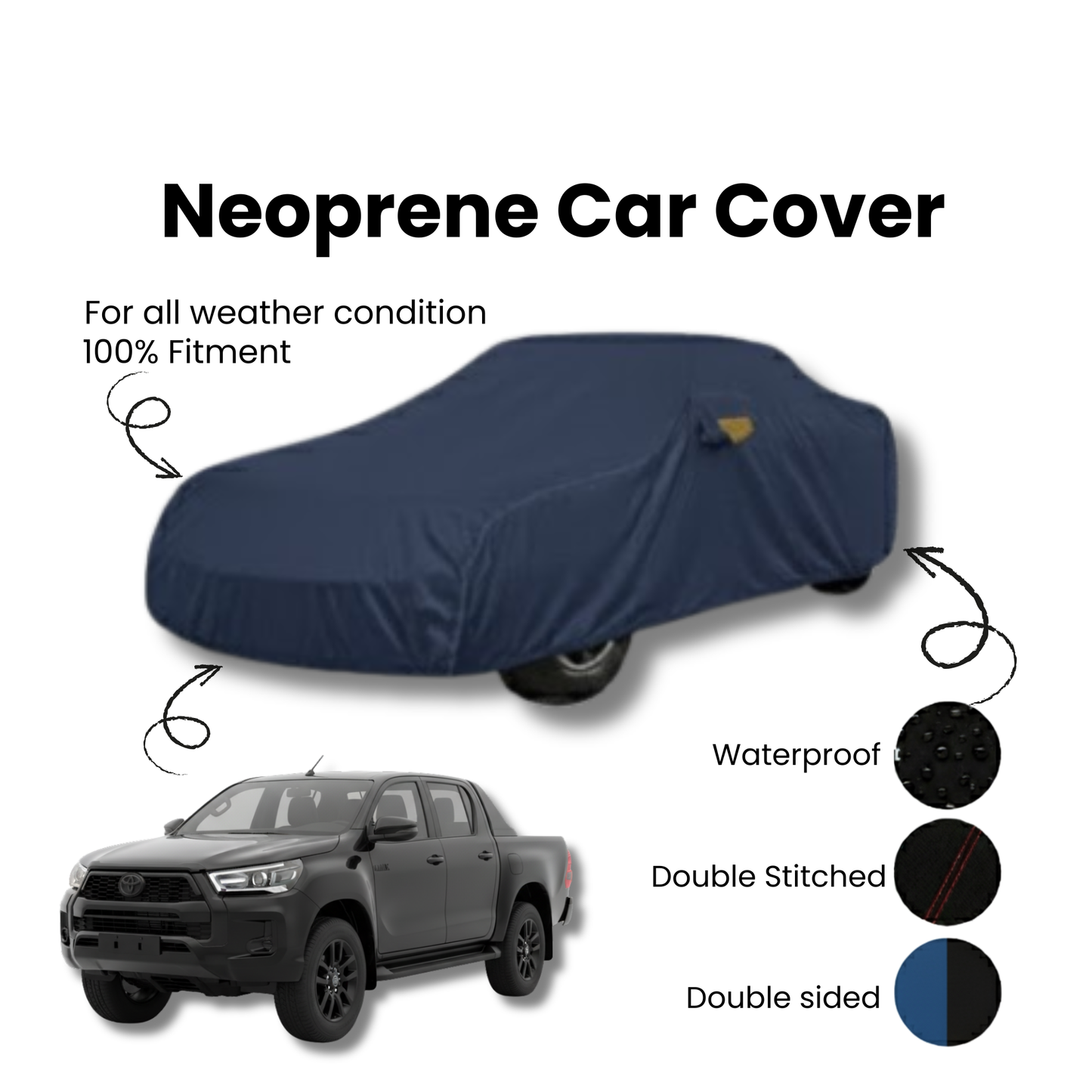 Toyota Hilux Vigo / Revo / Rocco Neoprene Top Cover - Model 2016-2025